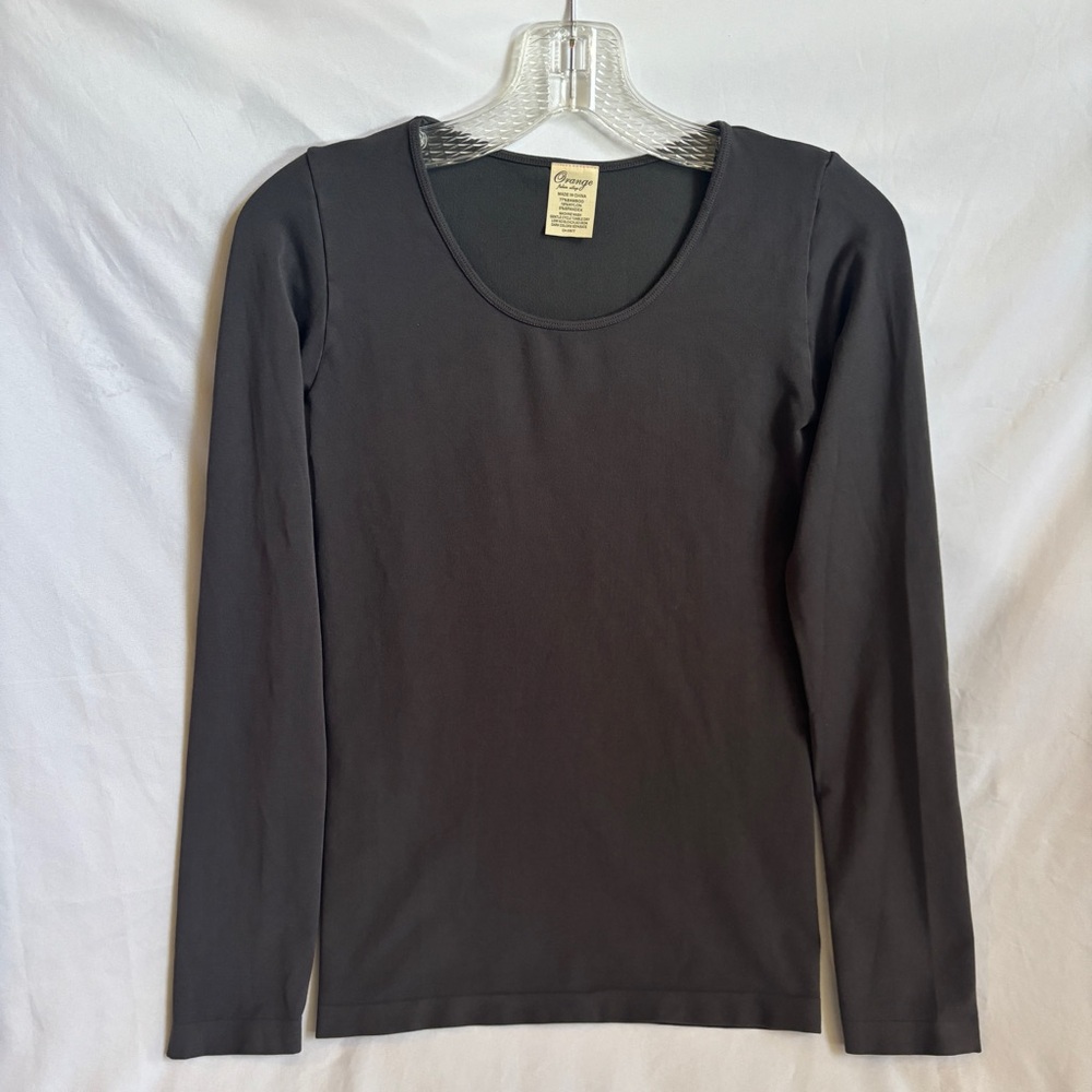 Orange Fashion Village Gray Fitted Long Sleeve Tee -bamboo